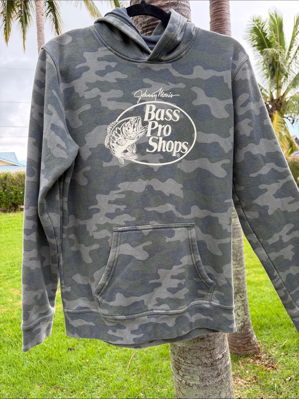 Bass Pro Shops Gray Camouflage Hooded Sweatshirt